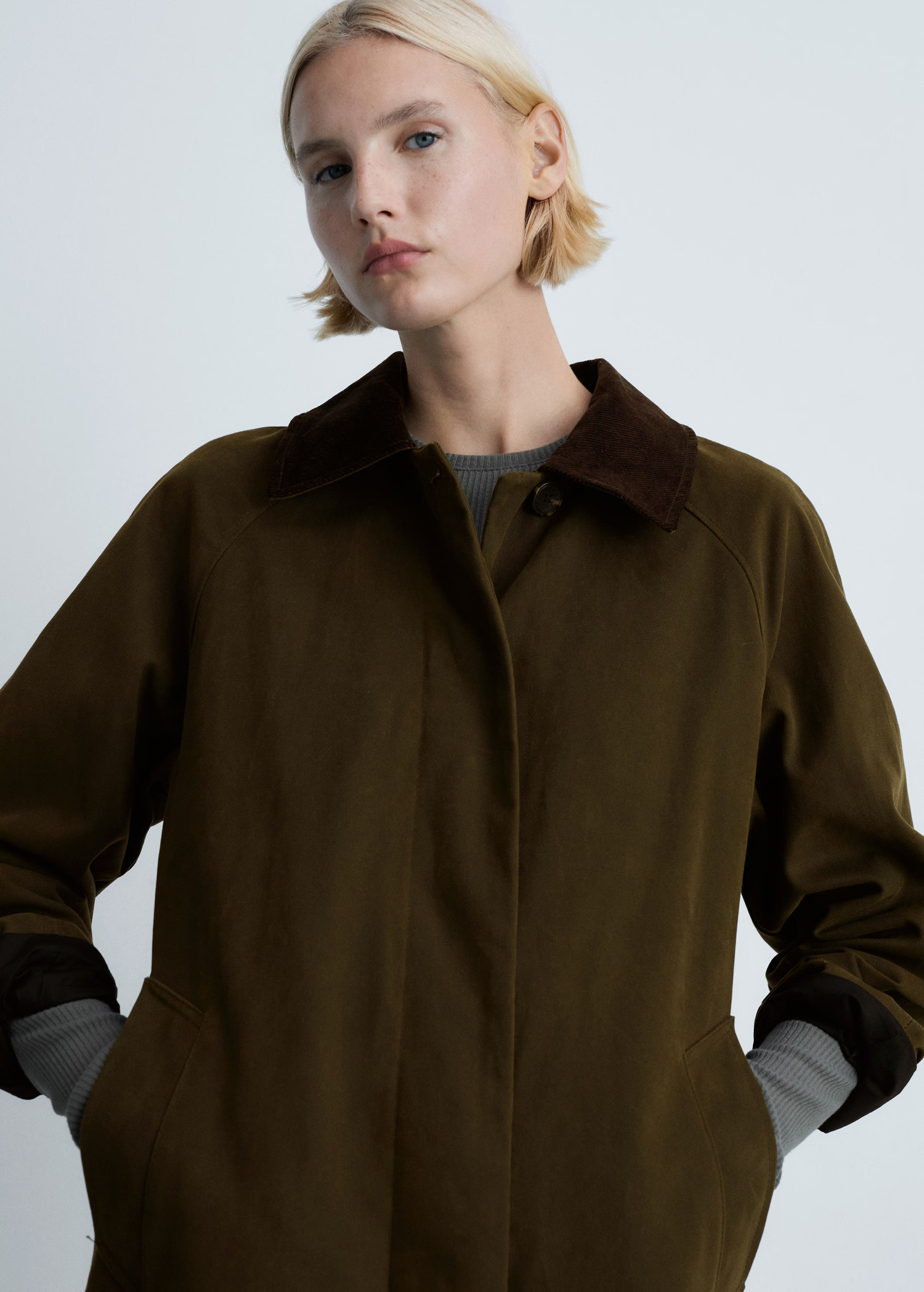 Long corduroy collar parka - Women | MANGO USA | Mango (US/MX/AU)