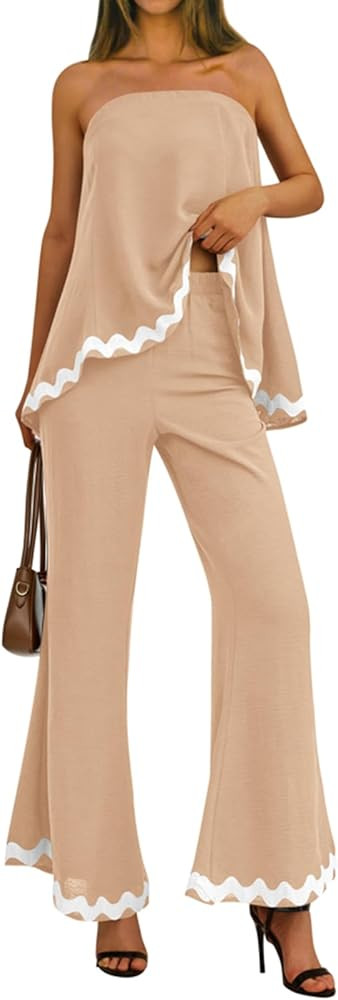 PRETTYGARDEN Women's 2 Piece Outfits 2024 Summer Beach Flowy Womens Tops Dressy Casual Lounge Set... | Amazon (US)