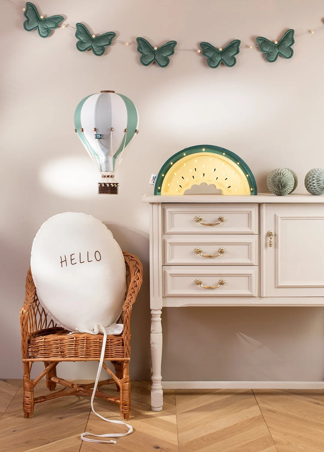 Green - Mint - White Decorative Balloon | Hot Air Balloon | Fabric Air Balloon | Kids wall decora... | Etsy (US)