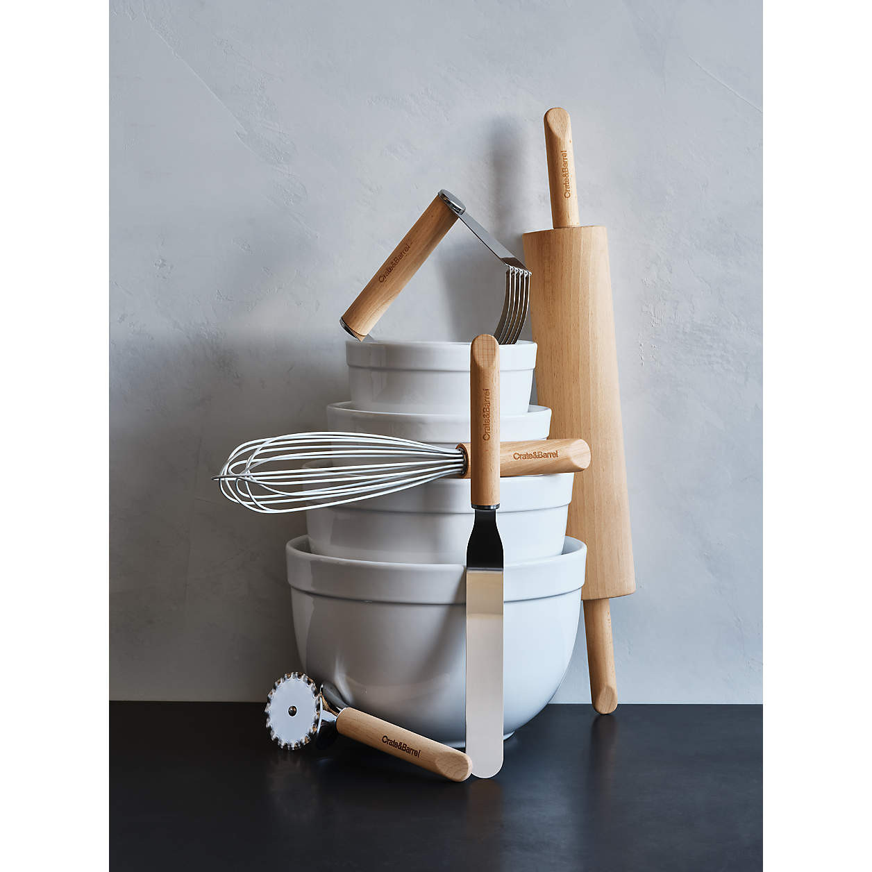 Aspen White Rimmed Ceramic Mixing and Serving Bowls, Set of 4 + Reviews | Crate & Barrel | Crate & Barrel