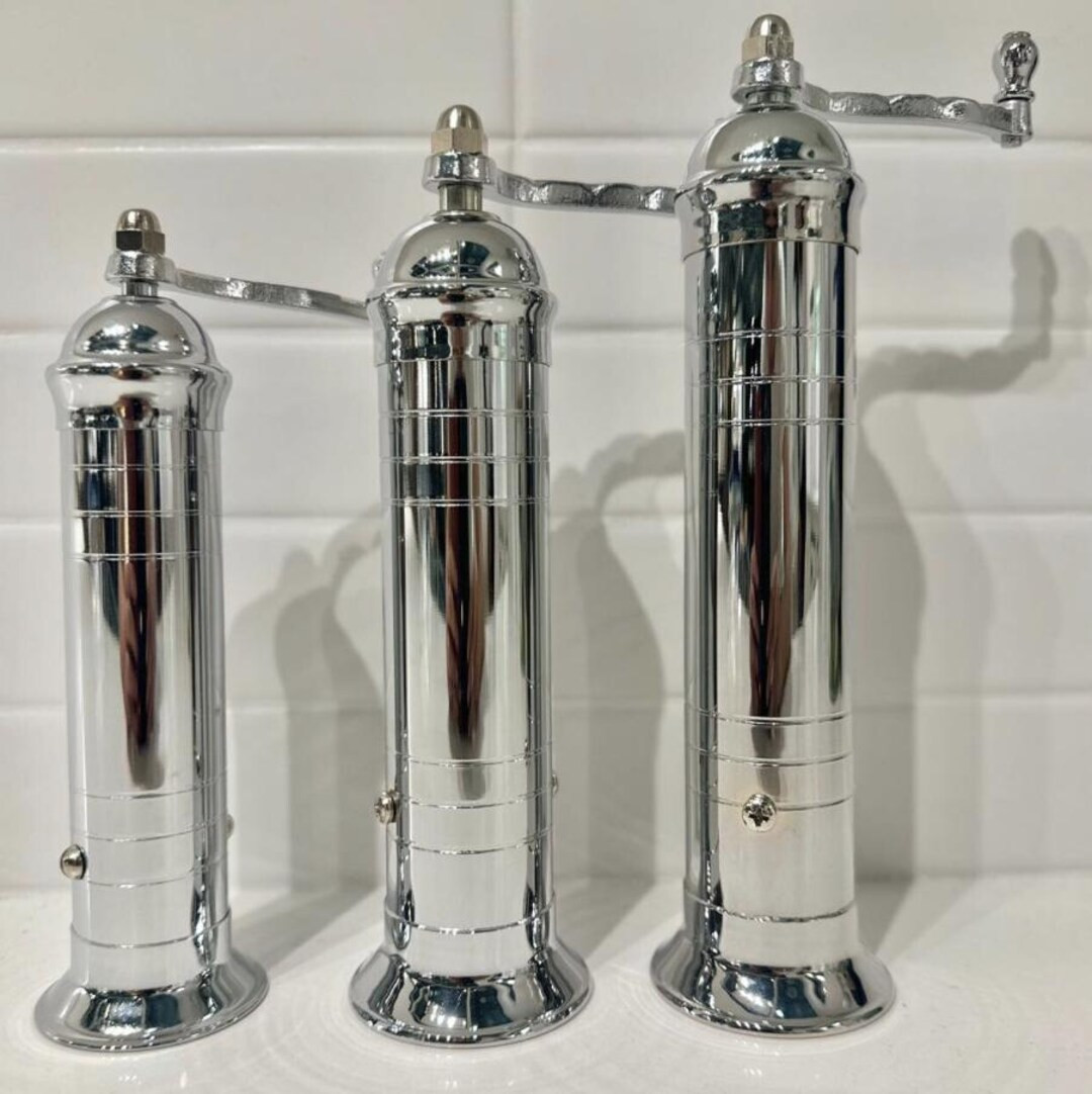 Elegant Chrome-plated Brass Pepper & Salt Grinder – Handcrafted Premium Gift for Any Occasion M... | Etsy (US)