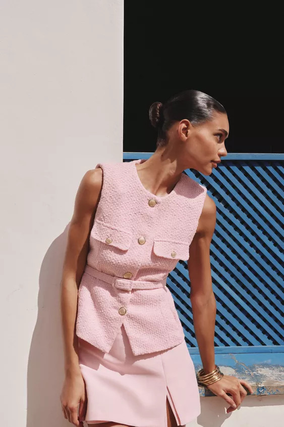 STRUCTURED BELTED VEST | Zara US