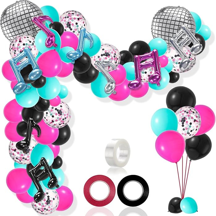 140 Pcs Music Balloon Arch Kit, Karaoke Music Note Balloon Birthday Arch Party Decorations Suppli... | Amazon (US)