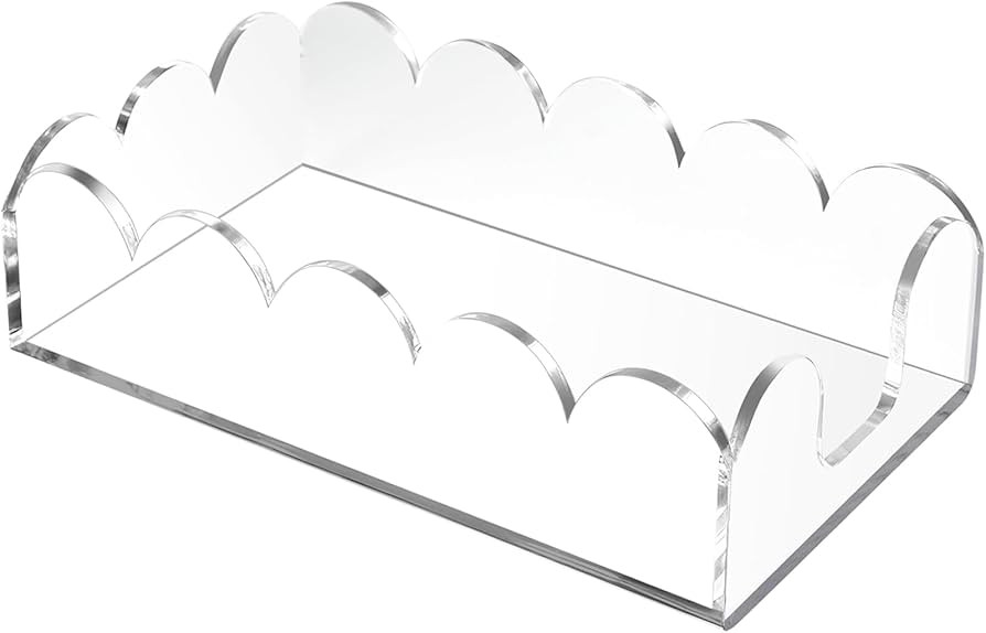 Acrylic Napkin Holder for Bathroom, Sleek Scalloped Design Guest Towel Holder, Disposable Holder ... | Amazon (US)