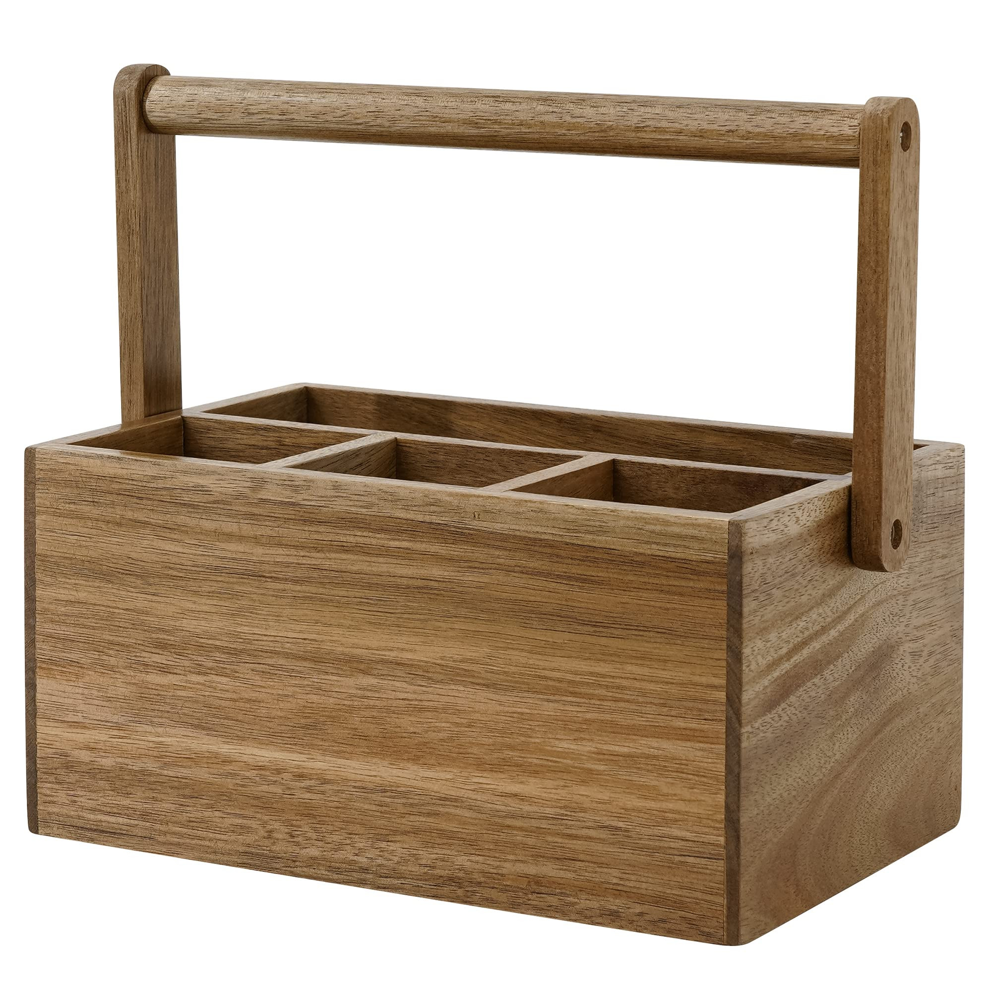 VaeFae Acacia Silverware Caddy with Handle, Wooden Utensil Holder, Mulip-pose Organizer for Kitch... | Amazon (US)