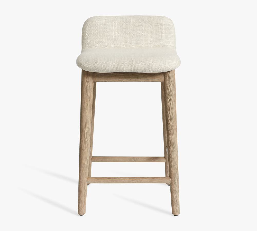 Zoe Counter Stool, Gray Wash/Basketweave Slub Oatmeal | Pottery Barn (US)