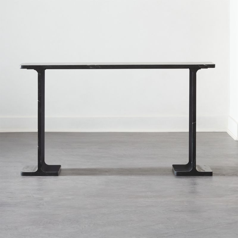 I Beam Black Marble Console Table + Reviews | CB2 | CB2