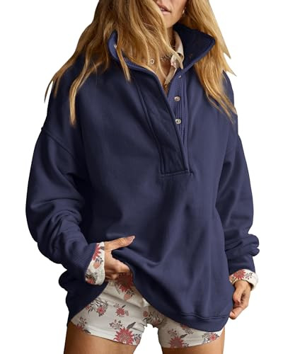 Gacaky Sweatshirt for Women Oversized Henley Neck Pullover Top Fall Outfits | Amazon (US)