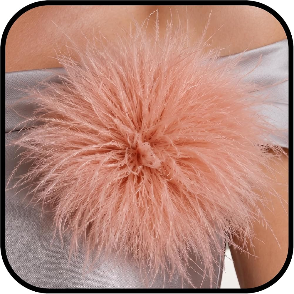 Feather Flower Brooch Pin & Hair Clip 2-in-1, Oversized Floral Lapel Pin for Women Men, Elegant Corsage Fascinator for Suit, Dress & Hat, Wedding, Party, Dance, Banquet & Costume Jewelry | Amazon (US)