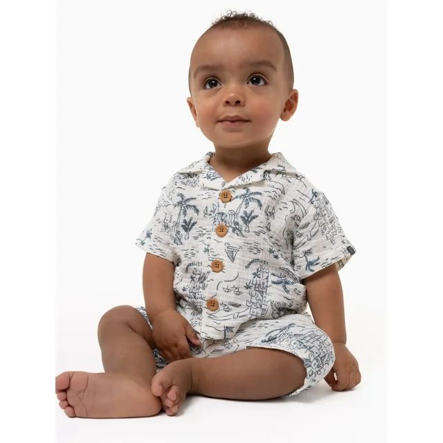 Modern Moments by Gerber Baby Boy Shirt and Short Outfit Set, Sizes 0/3 Months - 24 Months - Walm... | Walmart (US)