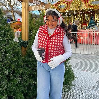 Womens Checkered Sherpa Vest Sleeveless Winter Fleece Jacket High Neck Zip Up Plaid Gilet with Ch... | Amazon (US)