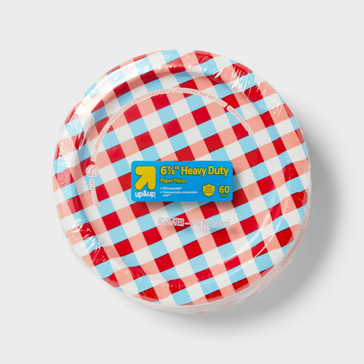 Disposable Plate 7" - Red Blue Checkered - 60ct - up&up™ | Target