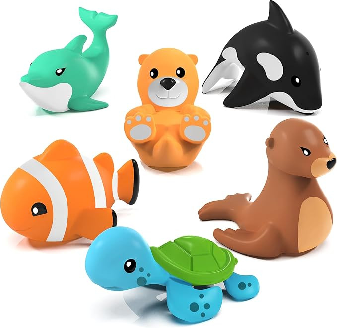 Tub Works® Marine™ Mold Free Bath Toys, 6 Pack | Sealed, No Hole Bath Toys Design Keeps Moistu... | Amazon (US)
