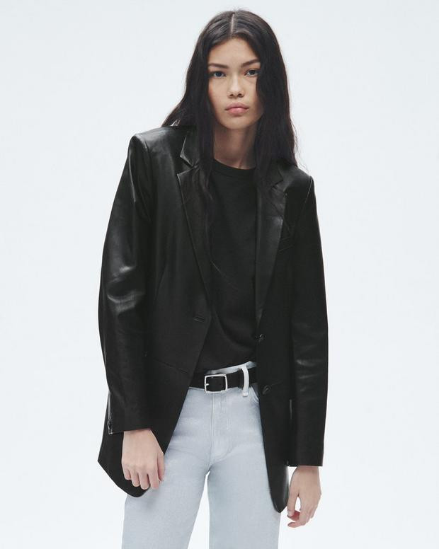 Buy Charles Leather Blazer for USD 995.00 | rag & bone | rag + bone