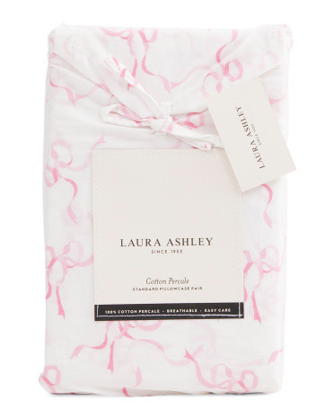 2pc Cotton Percale Trailing Bows Pillowcase Set | TJ Maxx