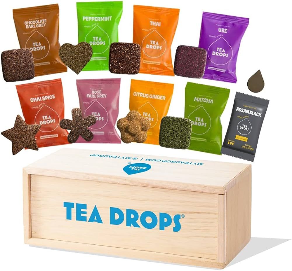 Tea Drops Gift Set - 9 Organic Loose Leaf Tea Samplers (Chai, Earl Grey, Citrus, Ginger, Rose, Ma... | Amazon (US)
