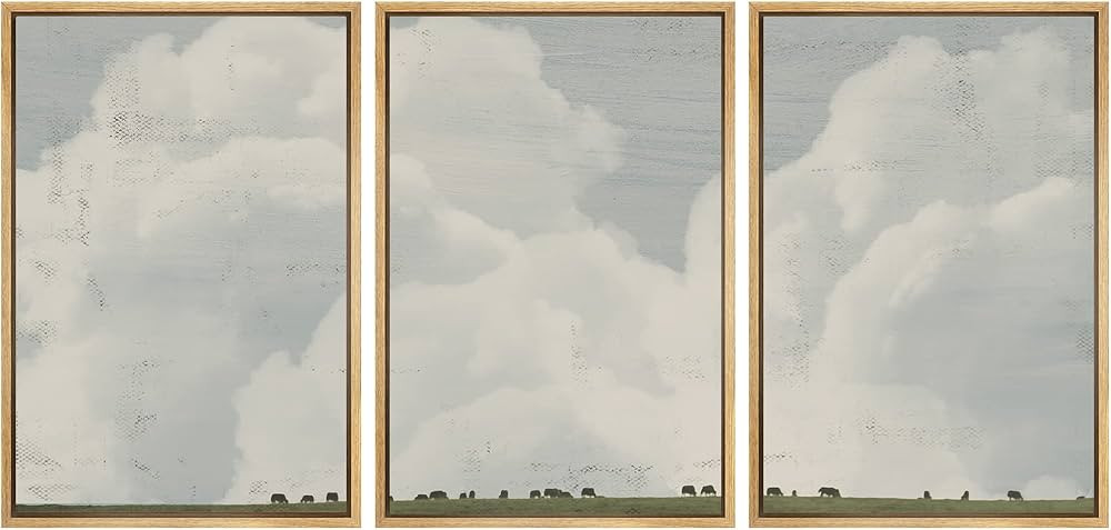 SIGNWIN Framed Canvas Print Wall Art Set Minimal Clouds Grazing Farm Cows Nature Wilderness Illus... | Amazon (US)