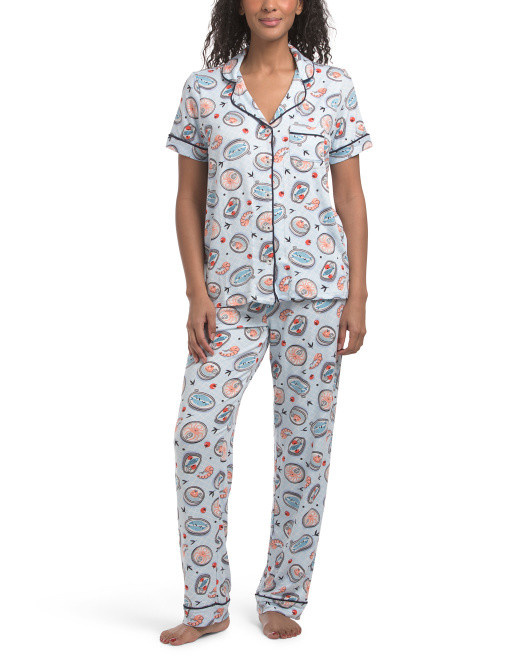 Sardine Print Short Sleeve Pajama Set | TJ Maxx