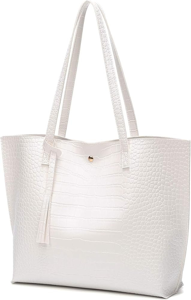 Women's Soft Faux Leather Tote Shoulder Bag from Dreubea, Big Capacity Tassel Handbag | Amazon (US)