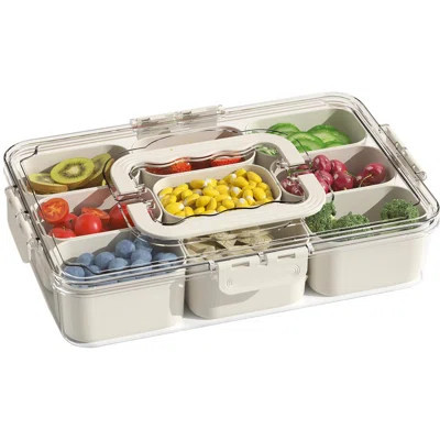 9 Compartments Snackle Box Container Divided Serving Tray with Lid and Handle | Wayfair North America