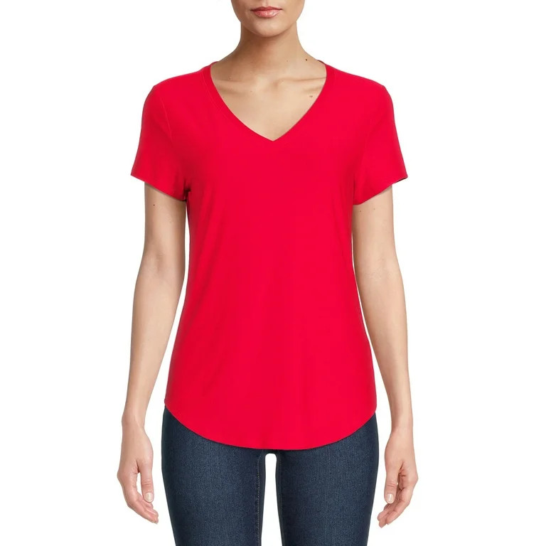 No Boundaries Junior's Brushed V-Neck T-Shirt | Walmart (US)