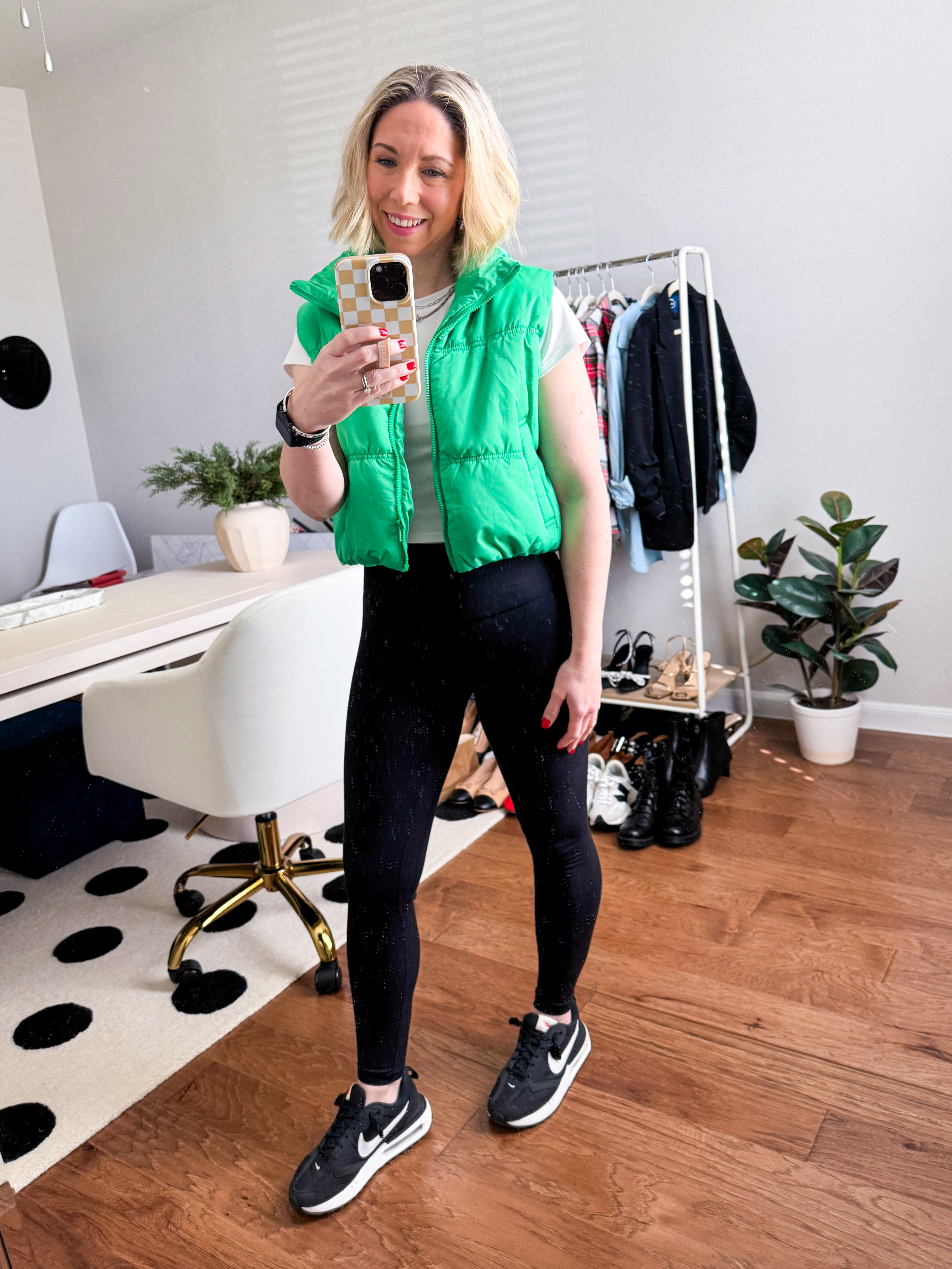 Casual outfit / winter outfit/ fall outfit / sneaker outfit / leggings outfit / mom outfit / 

Wore this outfit for running errands and picking the kids up from school - would also be a good outfit for holiday shopping 

Tee size small

Cropped vest size small - love the green color especially for the holidays - and makes a good gift for her

Leggings size XS

Nike sneakers 

Linked black purse I’ll carry with me 


#LTKover40 #ltkfitness #ltkitbag #ltkshoecrush #ltksalealert #ltkholiday #ltkgiftguide #ltku