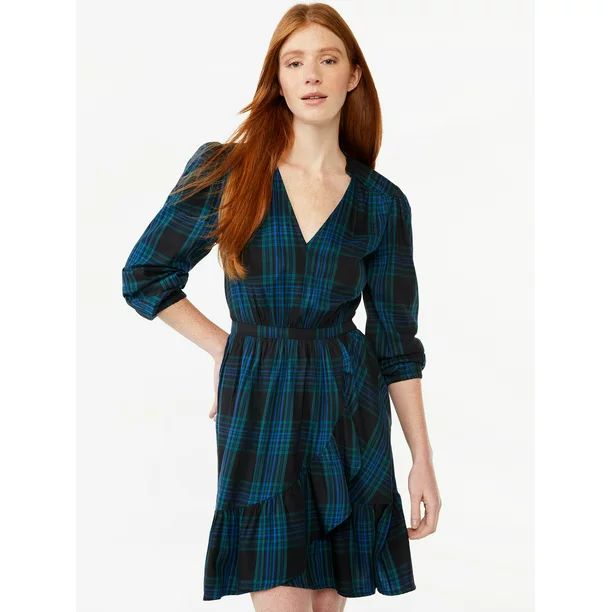 Free Assembly Women's V Neck Ruffle Mini Dress | Walmart (US)