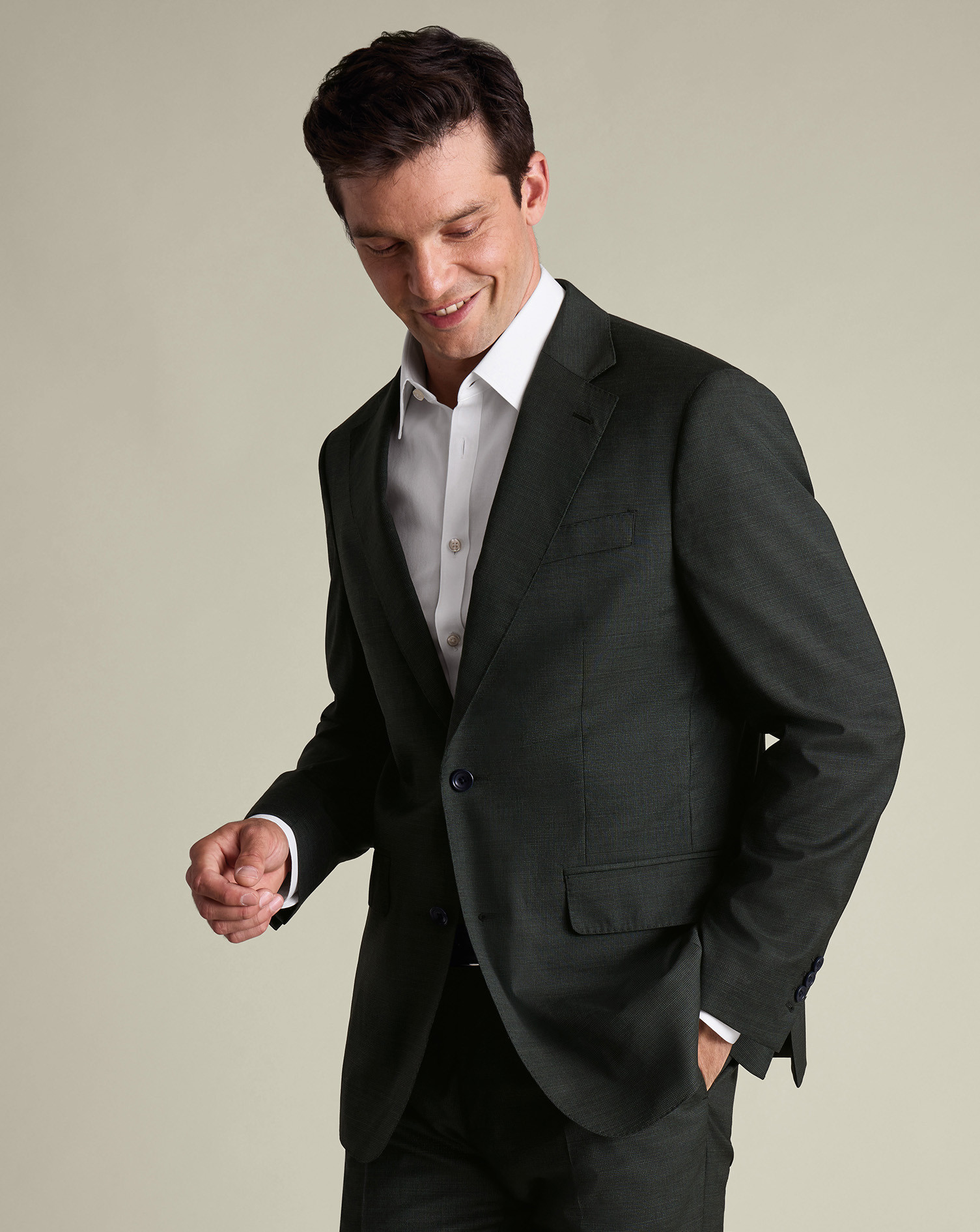 Italian Puppytooth Suit Jacket - Forest Green | Charles Tyrwhitt