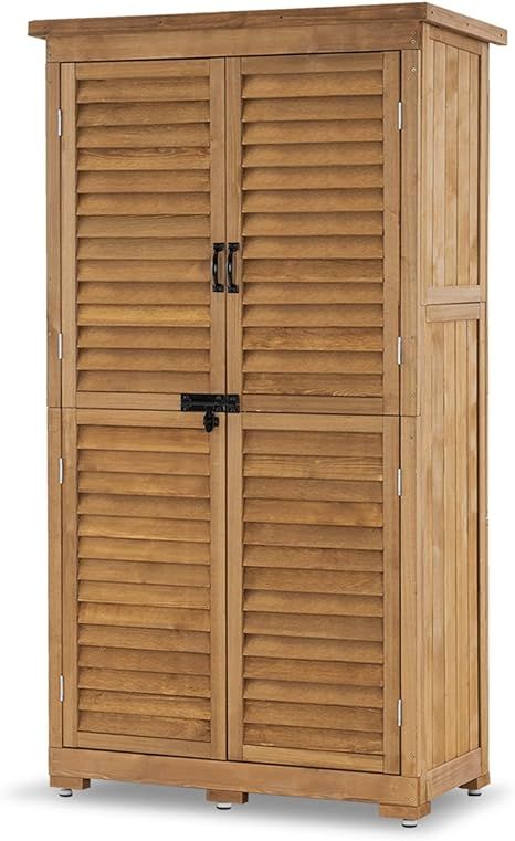 Mcombo Outdoor Storage Cabinet, Garden Storage Shed, Outside Vertical Shed with Lockers, Outdoor ... | Amazon (US)