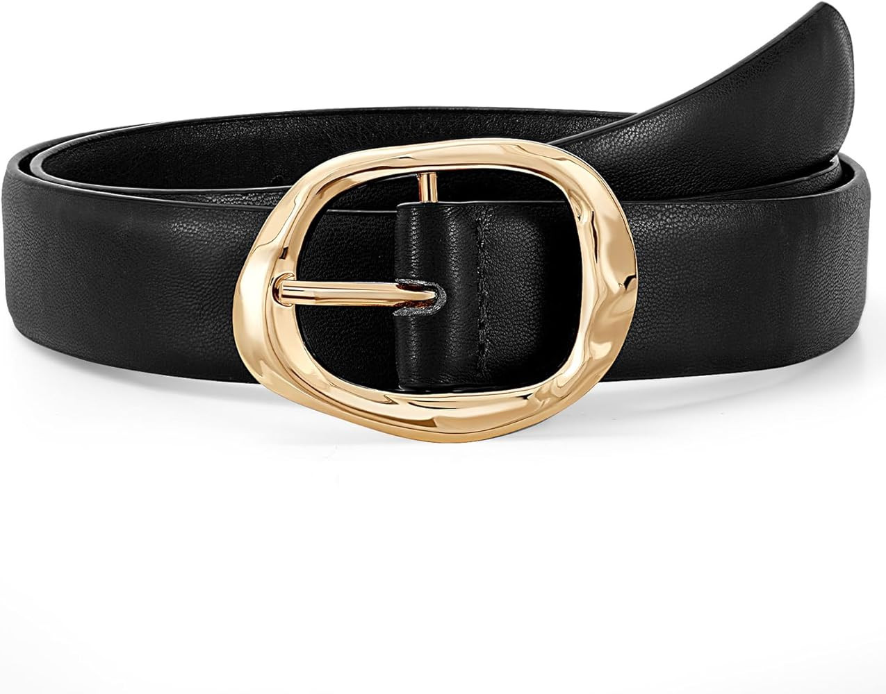 Women Leather Belt for Jeans Pants Ladies Casual Waist Belt Fashion Women Belt with Gold Buckle | Amazon (US)