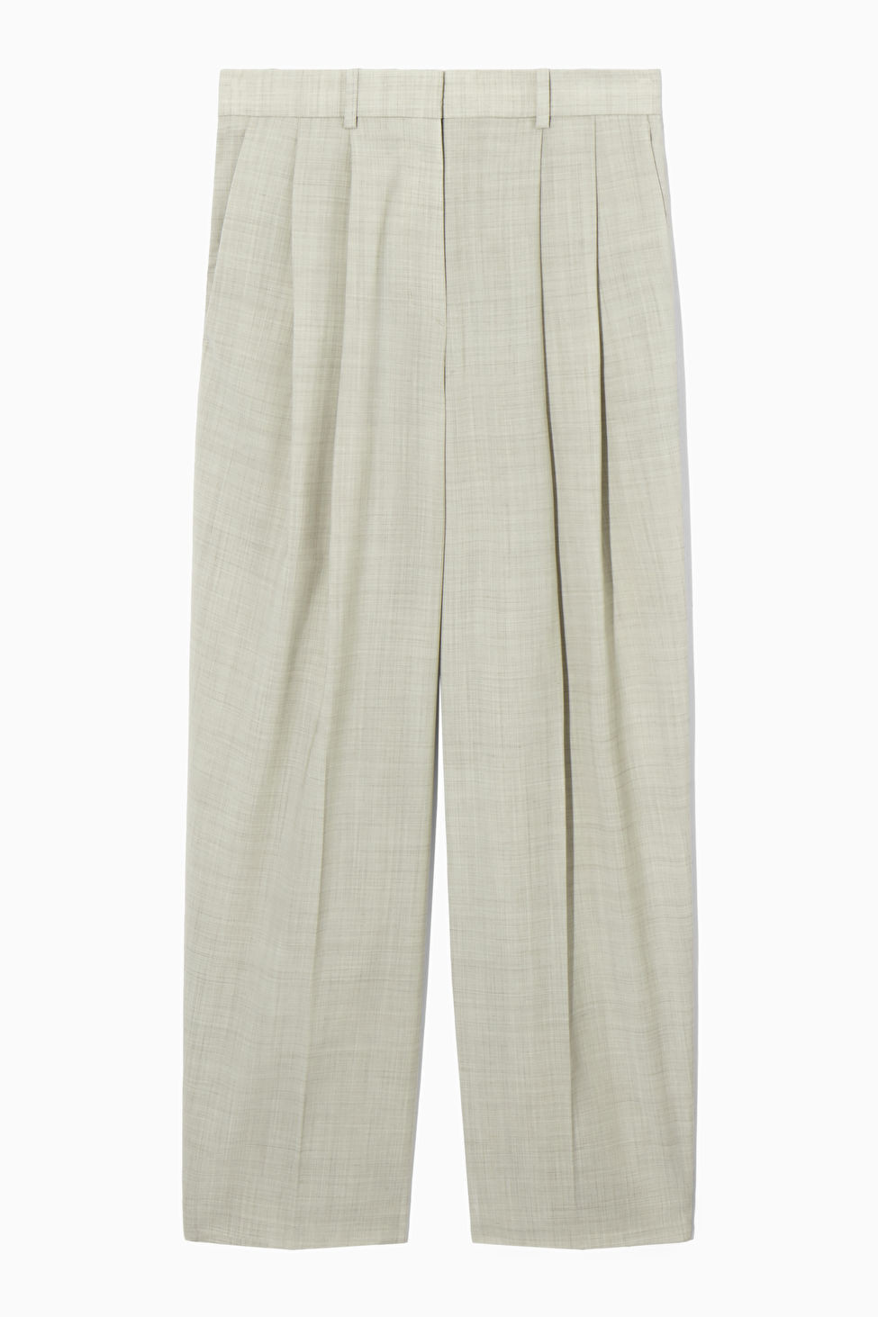 WIDE-LEG TAILORED WOOL TROUSERS - LIGHT BEIGE - COS | COS UK
