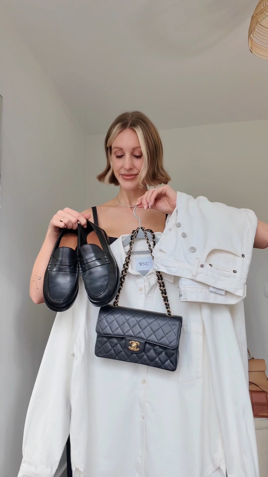 Day 4 - 30 days of outfits 🖤 Get dressed with me for my birthday lunch outfit styling double denim with THE COMFIEST loafers that are a must have classic footwear staple in your capsule wardrobe!#denim #loafers #capsulewardrobe #grwm #stylist #blackblazer #chanelbag 

#LTKVideo #LTKstyletip #LTKshoecrush