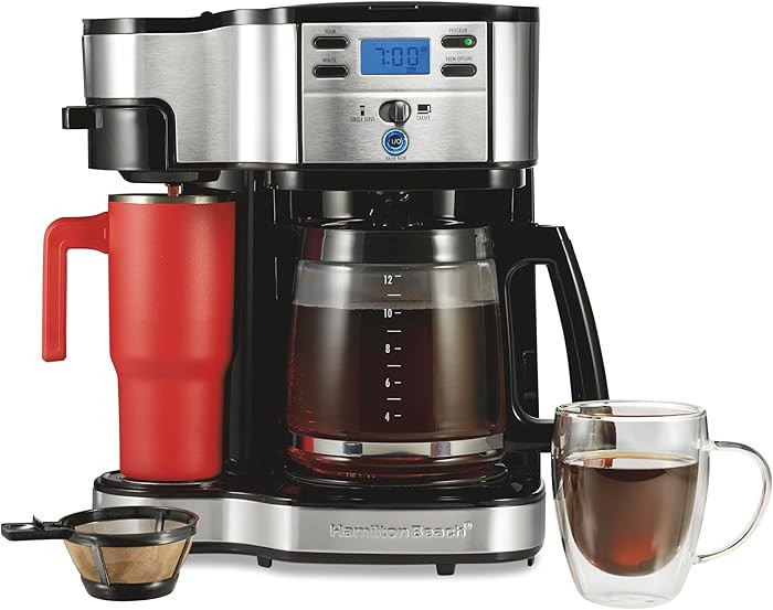 Hamilton Beach 2-Way Programmable Coffee Maker, 12 Cup Glass Carafe And Single Serve Coffee Maker... | Amazon (US)