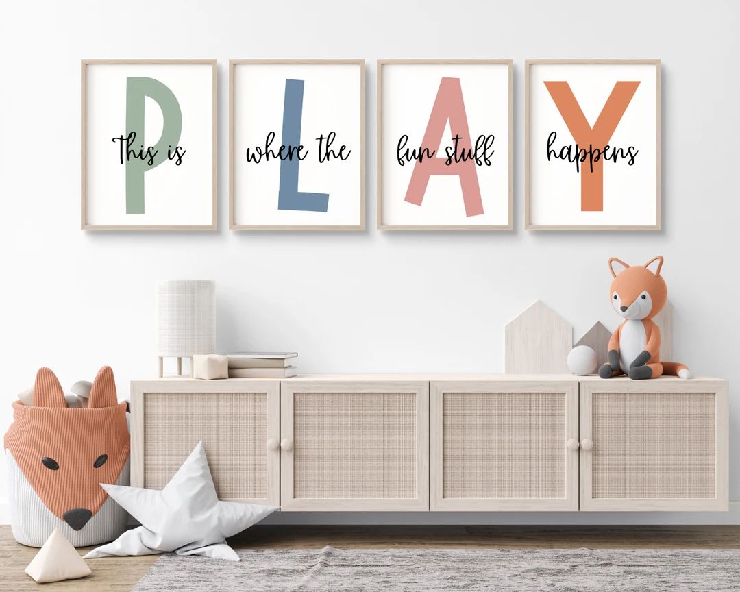 This is Where the Fun Stuff Happens Set of Playroom Prints Playroom Wall Decor Nursery Wall Art P... | Etsy (US)