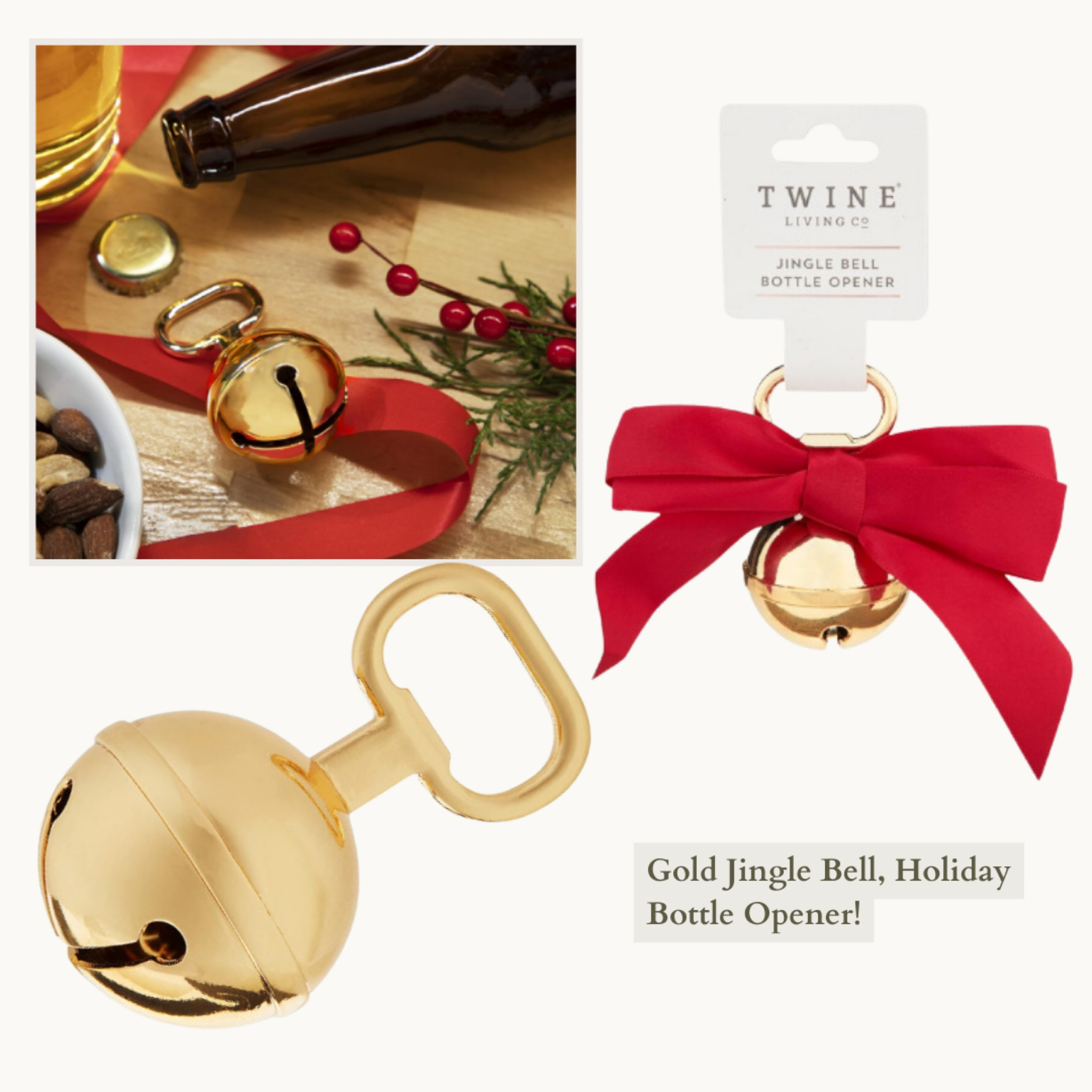 Gold jingle bell holiday bottle opener from Amazon. Gift ideas, stocking stuffers, host hostess gifts, for holiday parties. #founditonamazon

#LTKHoliday #LTKGiftGuide #LTKSeasonal