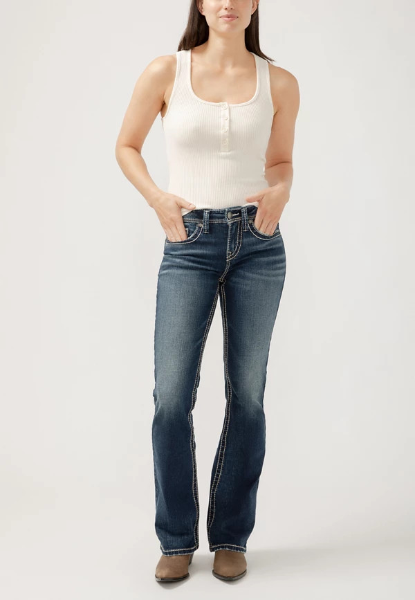 Silver Jeans Co.® Suki Curvy Mid Rise Thick Stitch Bootcut Jean | Maurices