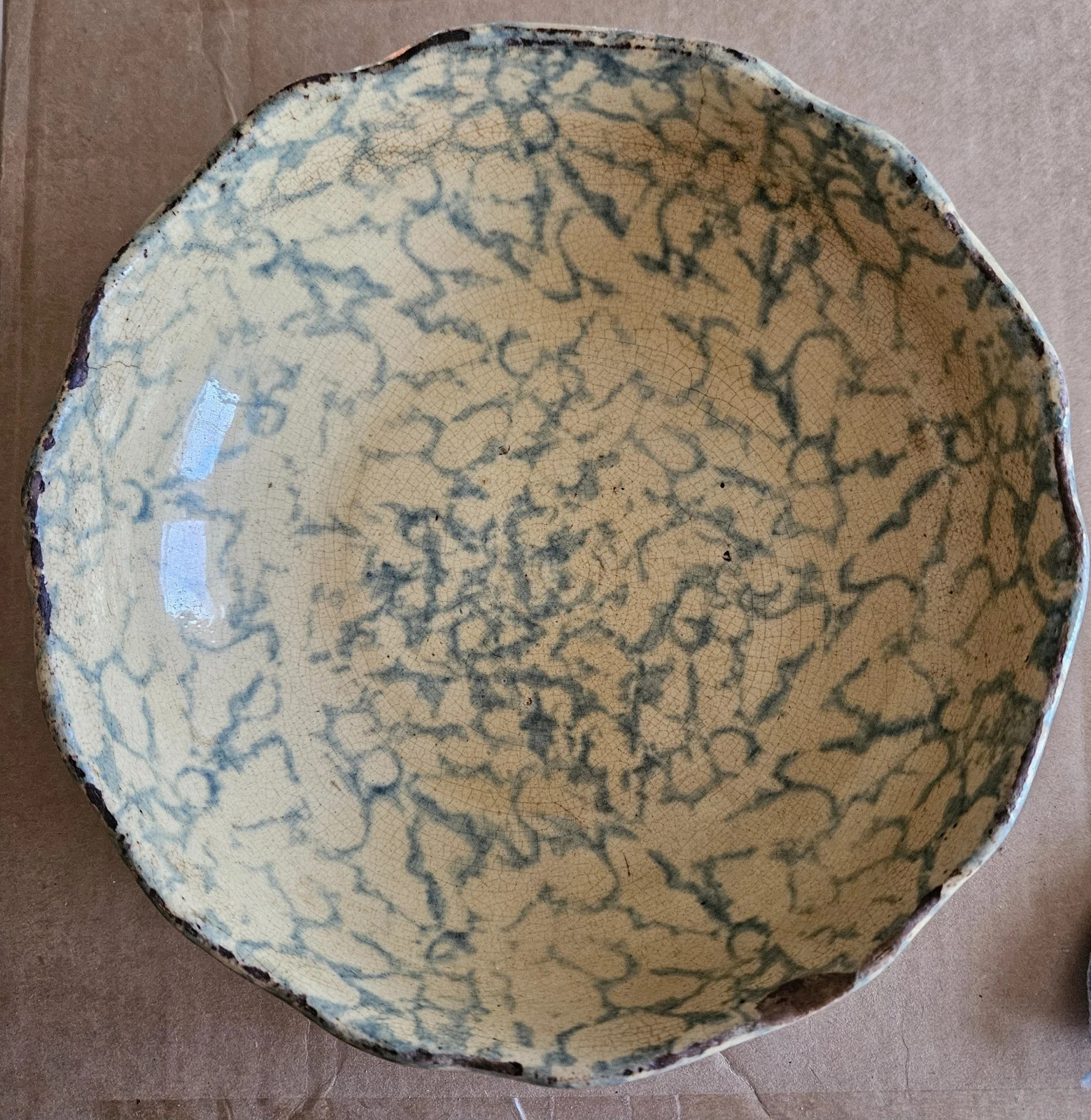 Vintage Spongeware Spatterware Pottery Bowl Yellow Blue 5.5” Diameter Ironstone | eBay US