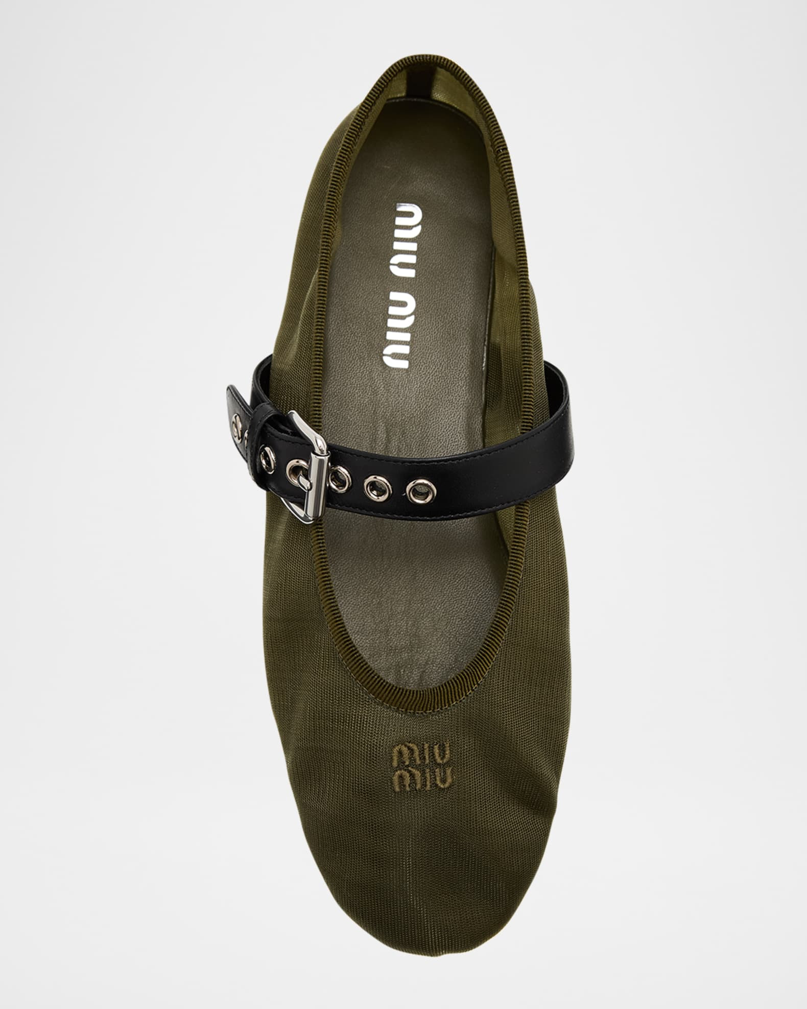 Mesh Buckle Mary-Jane Ballerina Flats | Neiman Marcus