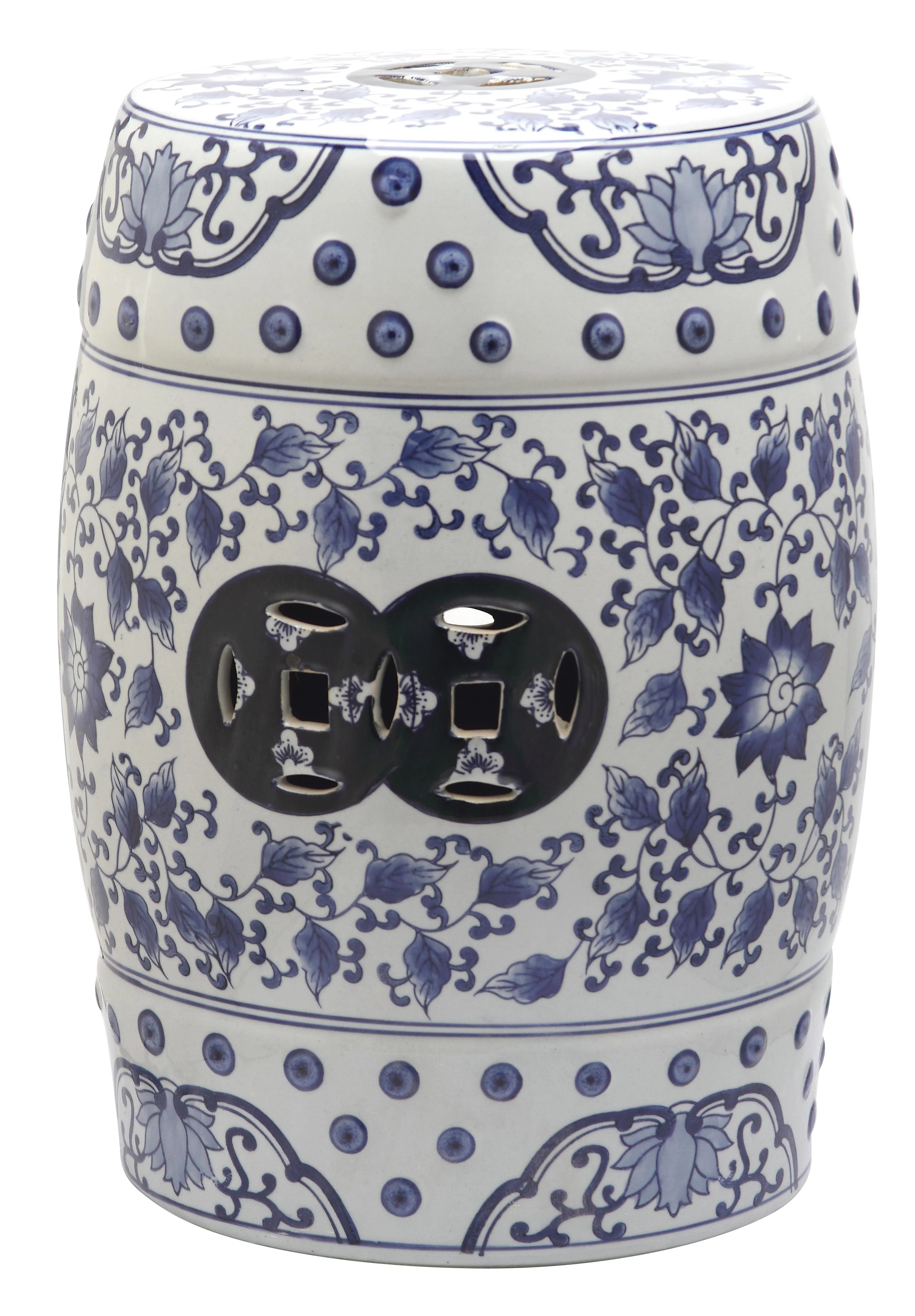 Safavieh Tao Floral Indoor/Outdoor Garden Patio Stool, Blue/White | Walmart (US)
