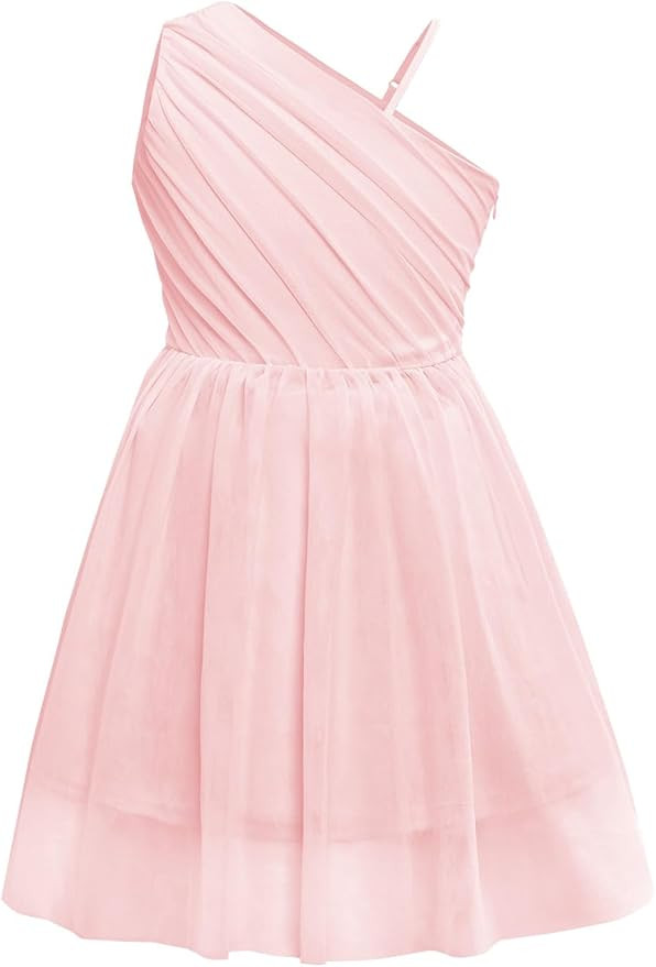 Batermoon Girls One Shoulder Dress Summer Party Graduation Semi Formal Short Dresses 5-14 Years | Amazon (US)
