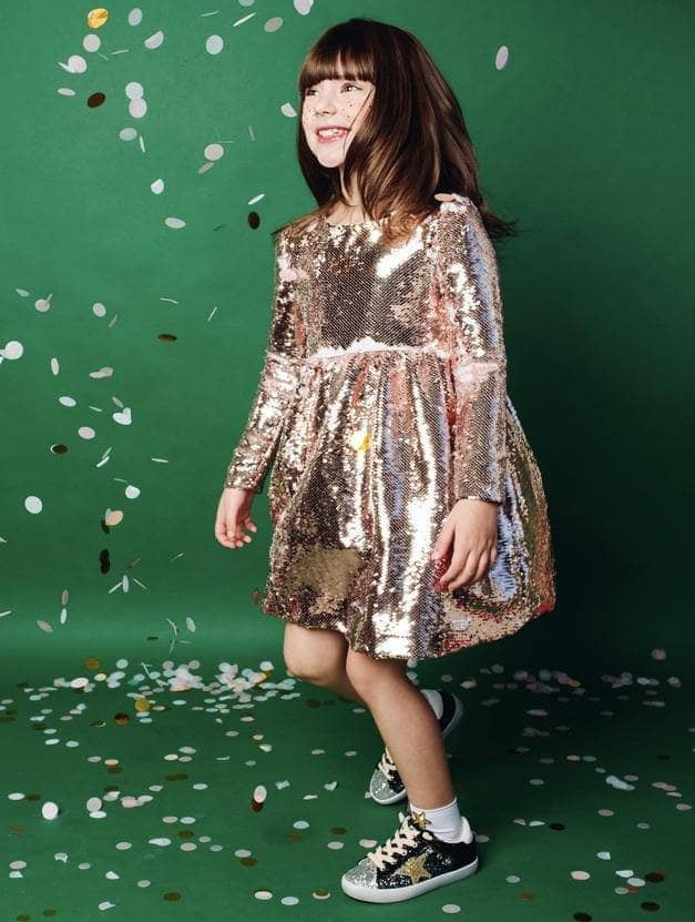 Rose Gold Sequin Flip Party Dress | Lola + The Boys