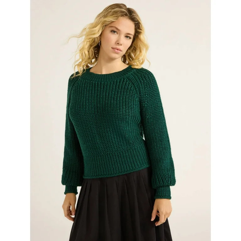 Free Assembly Women’s Pullover Sweater with Long Raglan Sleeves, Midweight, Sizes XS-XXXL - Wal... | Walmart (US)