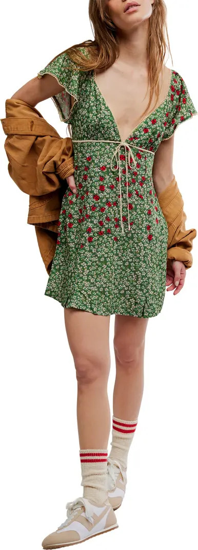Free People Backroads Floral Flutter Sleeve Mini Sundress | Nordstrom | Nordstrom