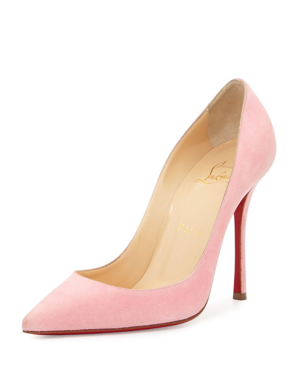 Christian Louboutin Decoltish Suede 100mm Red Sole Pump | Neiman Marcus