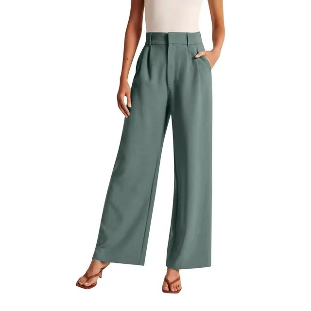 Wozhidaoke Wide Leg Pants Women for Women Work Business Casual High Waisted Dress Pants Flowy Sui... | Walmart (US)