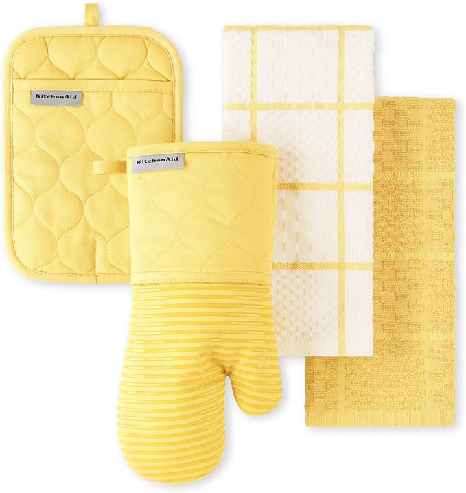 KITCHENAID Quilted Cotton Terry Cloth Oven Mitt, Pot Holder, Kitchen Towel 4-Pack Set, Heat Resis... | Amazon (US)