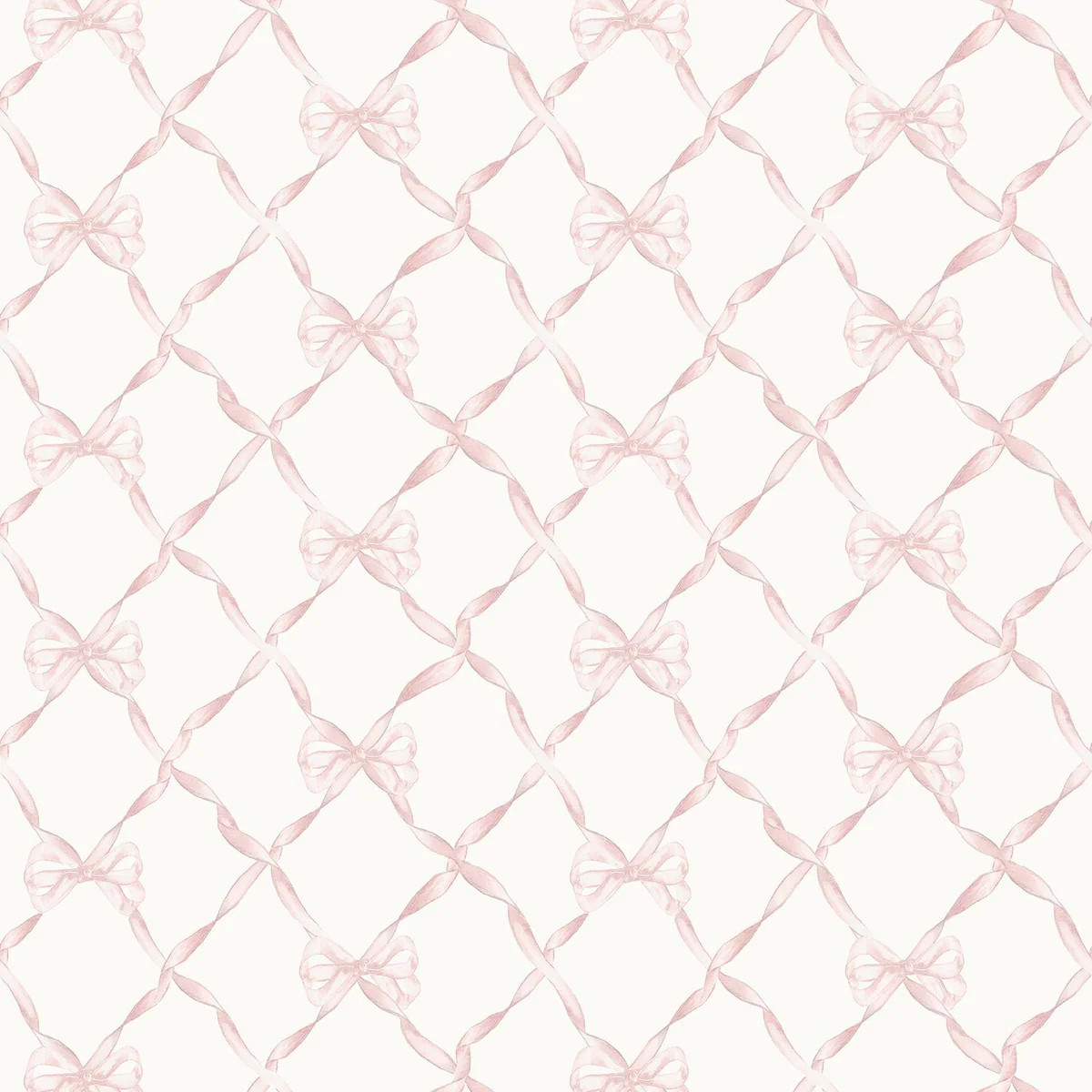 A-Street Prints Baby Bow Faded Primrose Ribbon Trellis Wallpaper | DecoratorsBest
