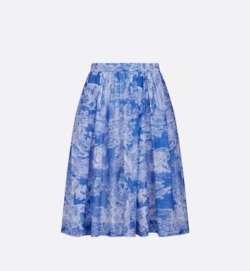 Dioriviera Flared Skirt Fluorescent Blue Cotton Voile with Toile de Jouy Reverse Motif | DIOR | Dior Beauty (US)