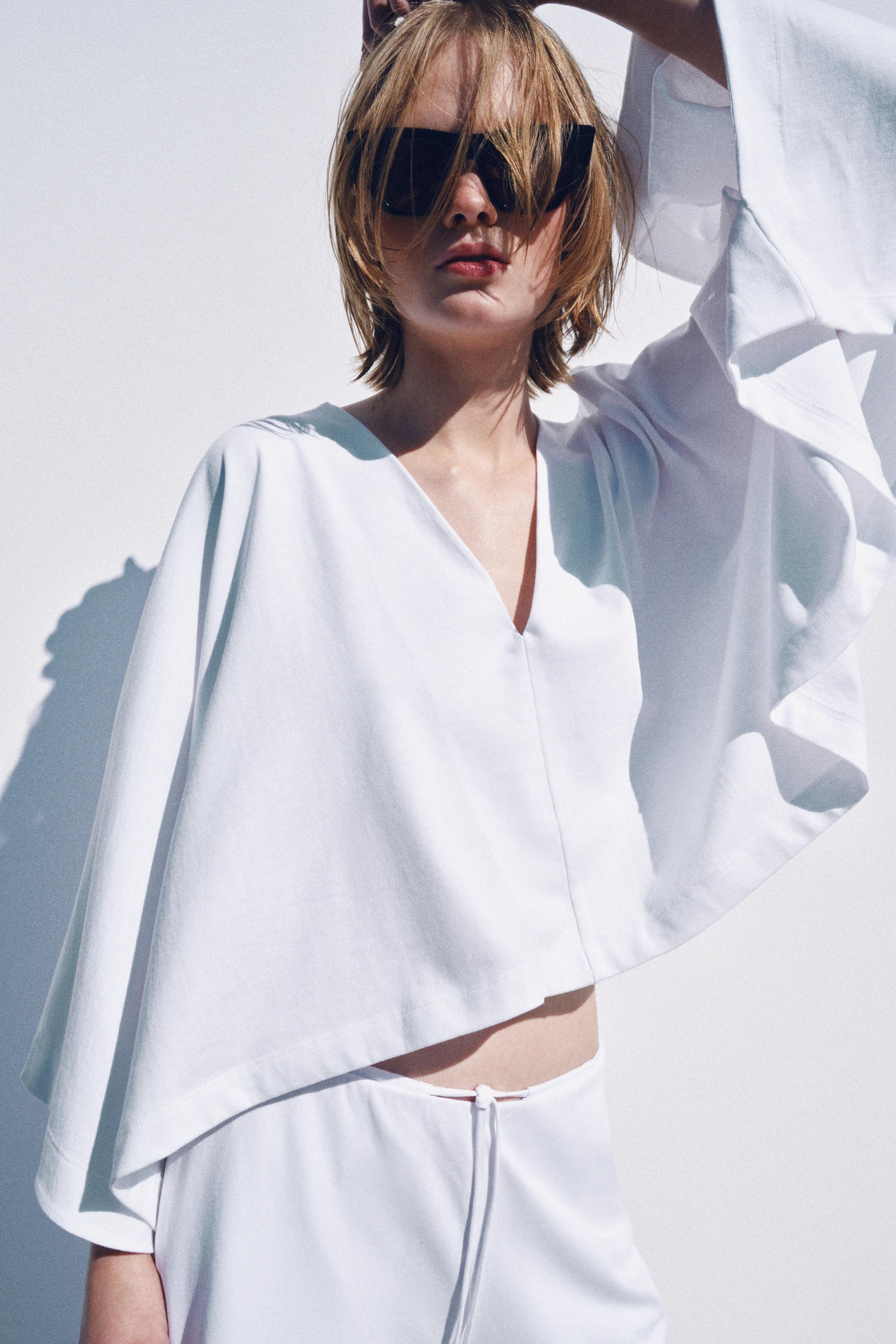 VOLUMINOUS HEAVY COTTON CAPE TOP | Zara Canada