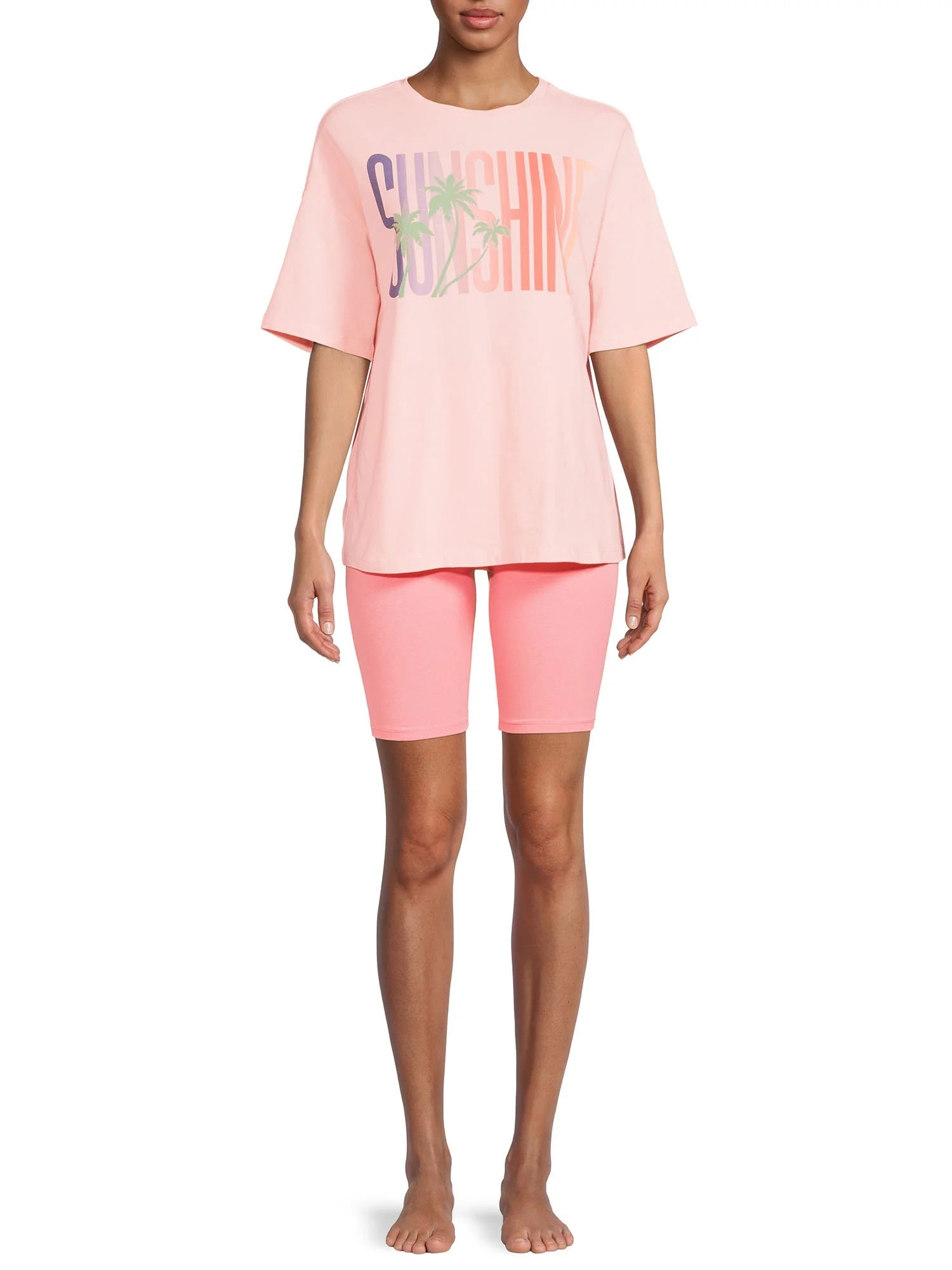 Secret Treasures Women's and Women's Plus T-Shirt and Bike Shorts Set, 2-Piece - Walmart.com | Walmart (US)